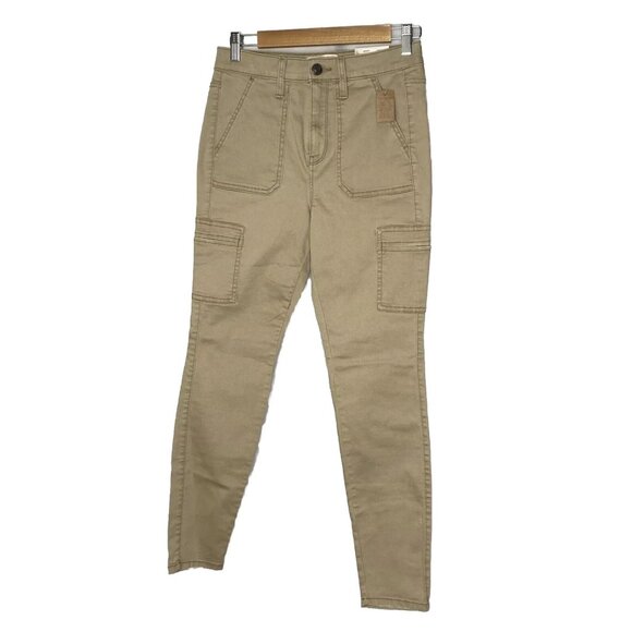 Mudd Women’s High Rise Utility Jeggings FLX Stretch Skinny Jeans Tan Khaki SZ 9 - Picture 1 of 11